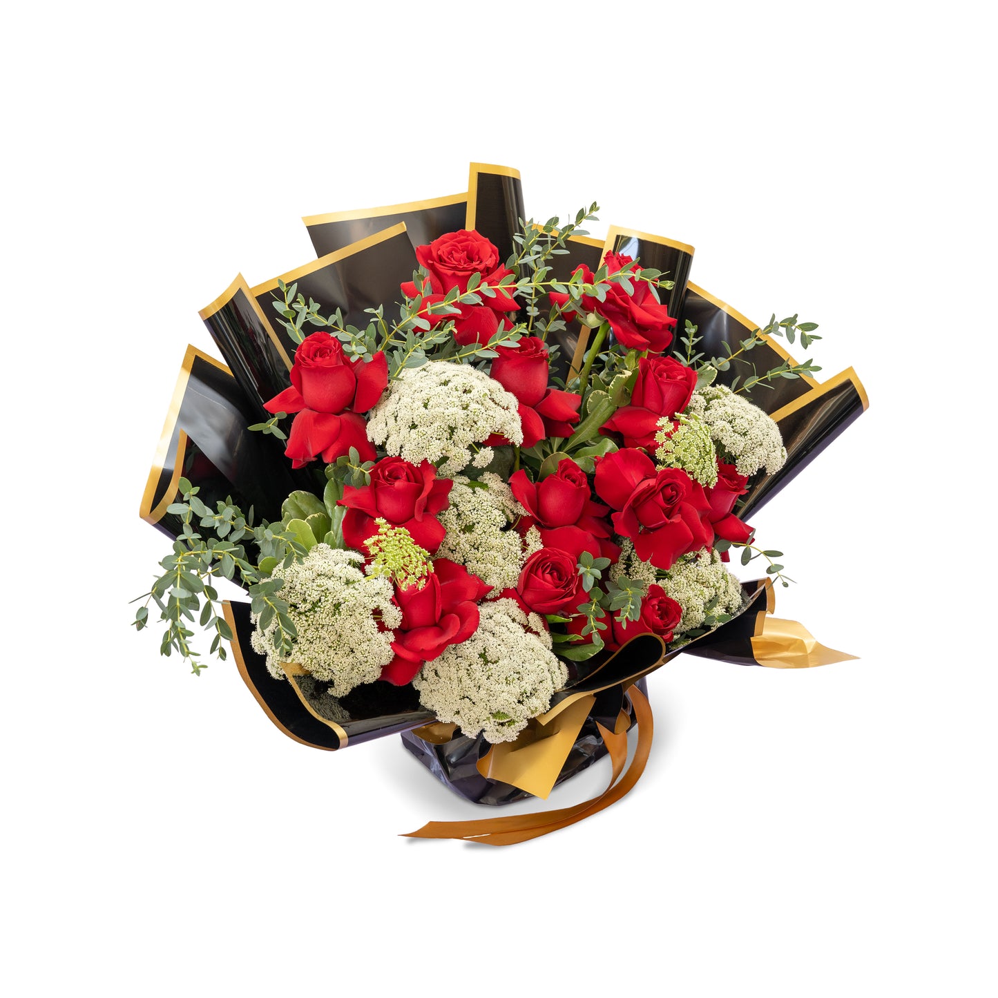 Arreglo de Rosas con follaje "Amor Desbordante"