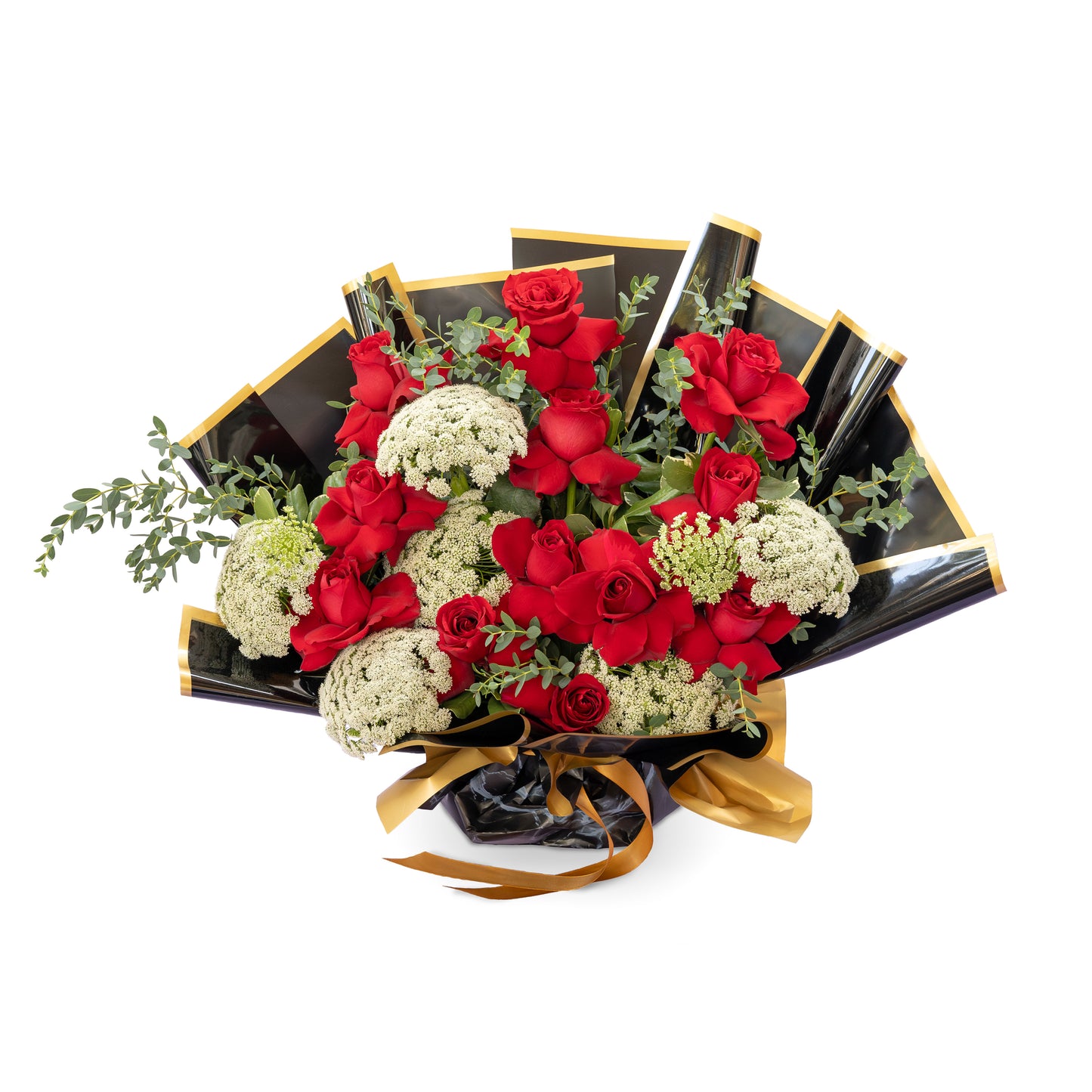 Arreglo de Rosas con follaje "Amor Desbordante"
