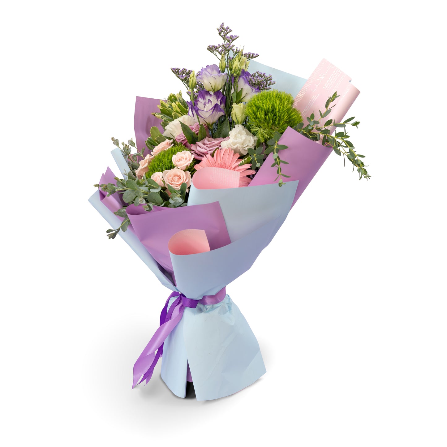 Ramo "Dulce Amor" estilo garden con Rosas, Gerbera, Mini Rosa y Lisianthus